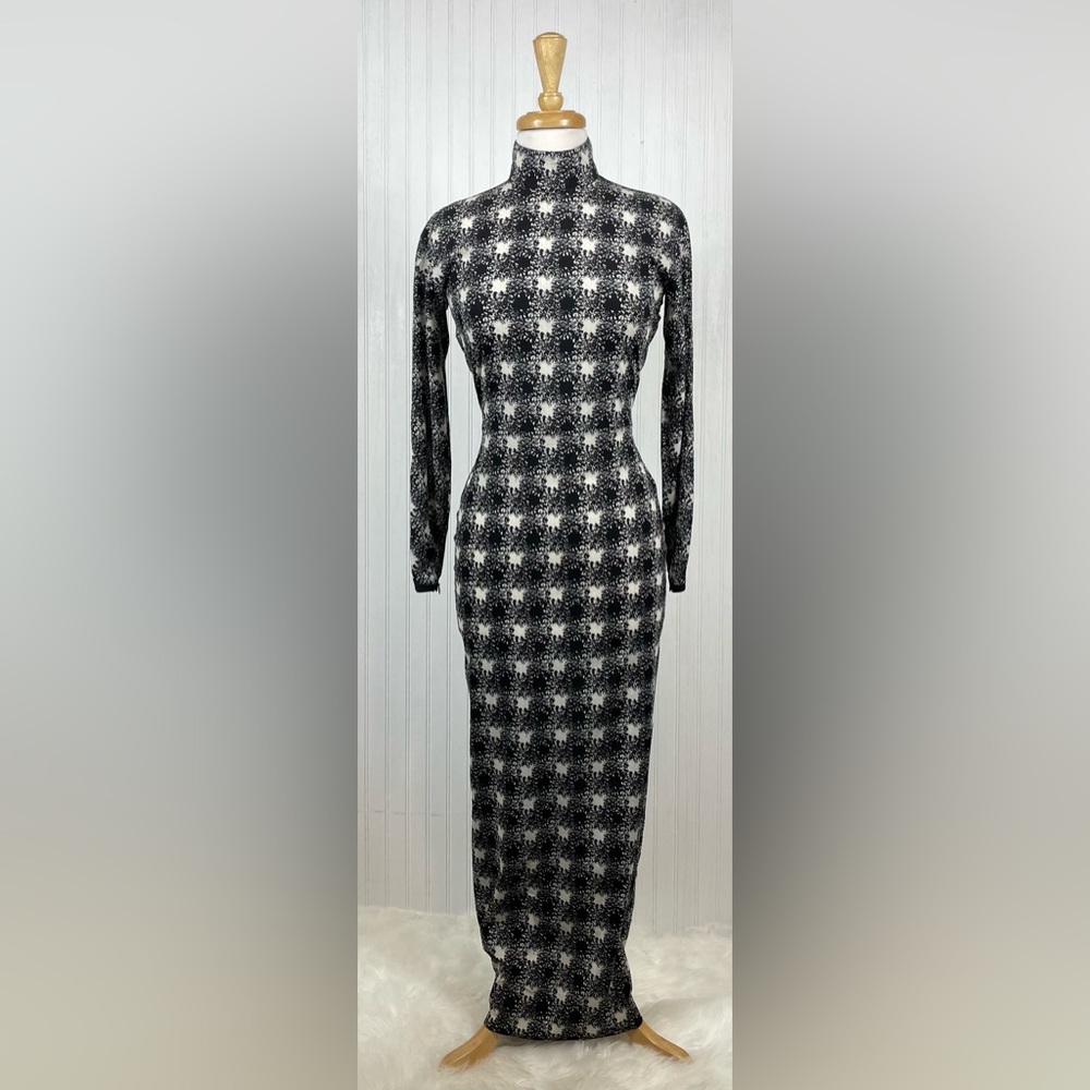 Rare VTG 90's Gianni Versace Couture Black/White Long Bodycon Maxi Dress Sz 42